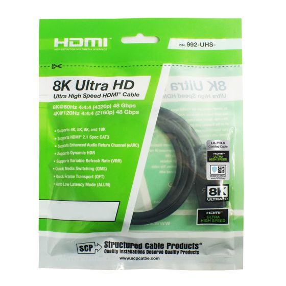 992UHS-2M  2M/6.6FT - 8K 48Gbps ULTRA HIGH SPEED HDMI CABLE, 8K