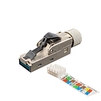 10G Rated RJ45 Field Plug - Ultra Slim - Fully Shielded 1pc Design for Cat6/6a/7a Shielded LAN cables
