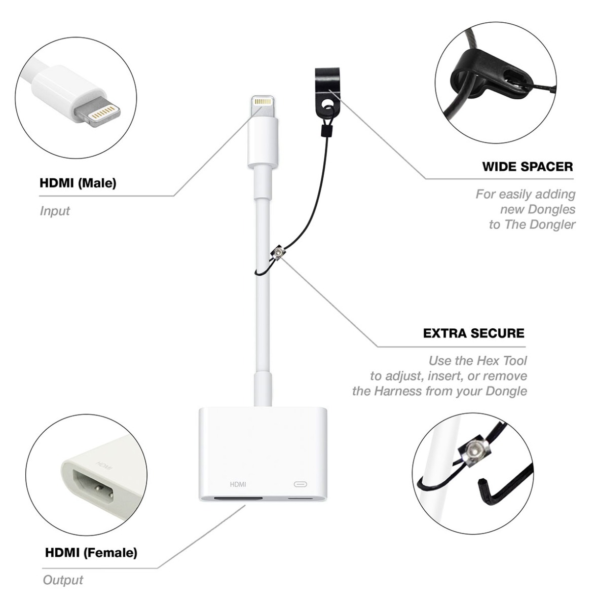 DO-D005 - MFI Apple® Lightning Pigtail Dongle Adapter - Simply45 LLC - GoSimplyConnect