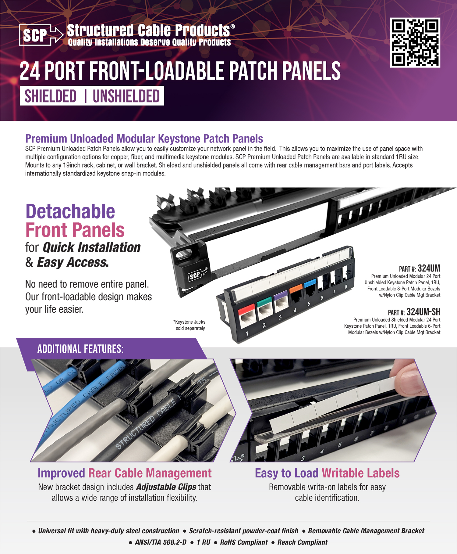 24 Port Front-Loadable Patch Panels